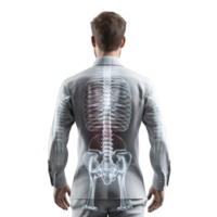 A man in a suit with a skeleton on his back png