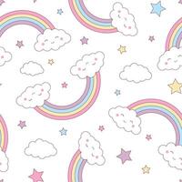 Rainbow seamless pattern on white background vector