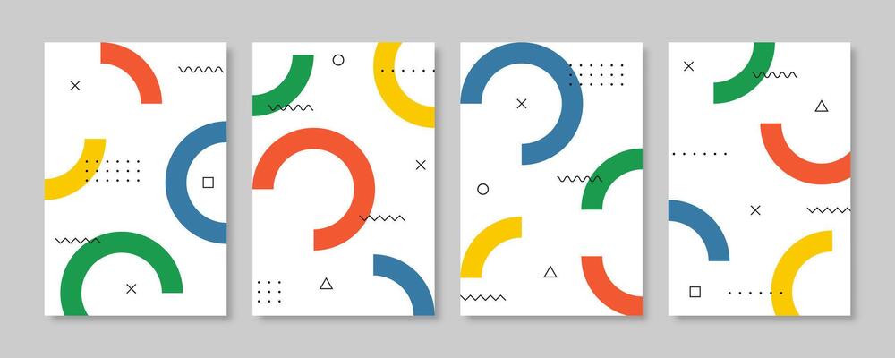 Collection of memphis style geometric cover design