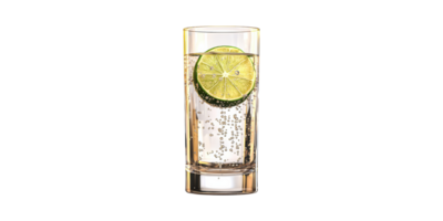 Sparkling Water With Lime Slice In Glass. Refreshing Beverage And Hydration Concept Isolated On Transparent Background png