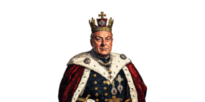 Royal Portrait Of A King In Regal Attire. Symbol Of Monarchy And Authority Isolated On Transparent Background png