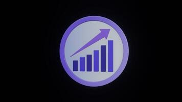 Rotating 3D Logo with Bar Chart and Arrow on Transparent Background video