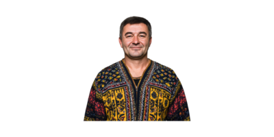 Smiling Man In Colorful Traditional Attire. Cultural Heritage And Fashion Expression Isolated On Transparent Background png