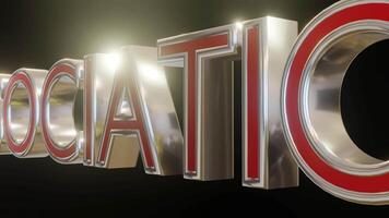 Intro Text 3d in association with rotating on black background, equipped with luma matte video