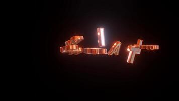 Rotating 3d letters transform into text featuring on a black background, complete with lumma matte video