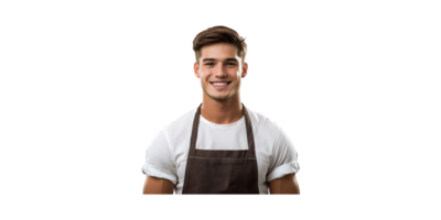 Smiling Young Man In Apron. Culinary Enthusiasm And Professionalism Isolated On Transparent Background png