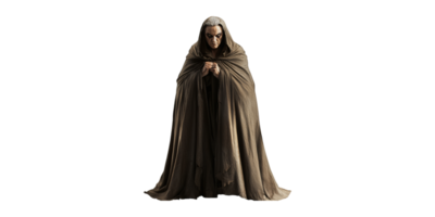 Mysterious Hooded Figure In Cloak. Enigmatic Character Evoking Fantasy And Mystery Themes Isolated On Transparent Background png