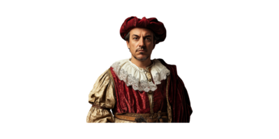 Renaissance Nobleman In Elaborate Attire. Historical Fashion And Cultural Representation Isolated On Transparent Background png