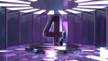 3D Number Four Rotation on Illuminated Stage video
