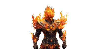 Phoenix Warrior In Fiery Armor. Mythical Creature Embodying Power And Rebirth Isolated On Transparent Background png