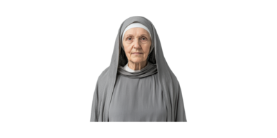 Elderly Nun In Traditional Habit. Religious Devotion And Spiritual Commitment Isolated On Transparent Background png
