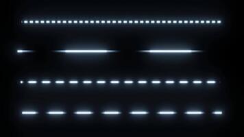 Set of Animated Neon Dashed Lines with Variable Length and Density on Black Background video