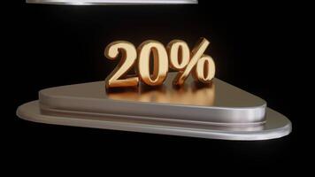 Rotating Golden 3D Percentage Numbers on Podiums with Zoom Effect video