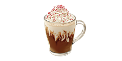 Festive Peppermint Mocha With Whipped Cream And Candy Topping. Holiday Beverage Delight Isolated On Transparent Background png