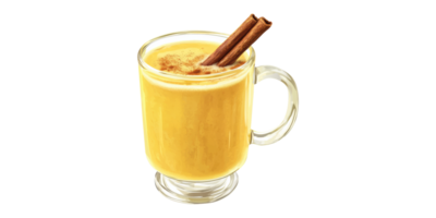Hot Spiced Pumpkin Latte With Cinnamon Sticks In Glass Mug. Cozy Autumn Beverage Concept Isolated On Transparent Background png