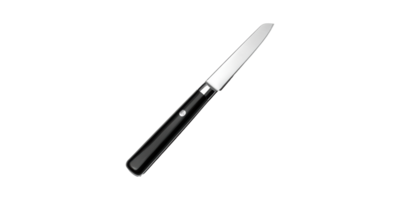 Sleek Stainless Steel Table Knife With Black Handle. Elegant Dining Cutlery For Modern Table Settings Isolated On Transparent Background png