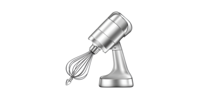Silver Stand Mixer With Whisk Attachment. Essential Kitchen Appliance For Baking And Cooking Isolated On Transparent Background png