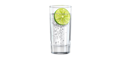 Glass Of Sparkling Water With Lime Slice. Refreshing Beverage And Hydration Concept Isolated On Transparent Background png