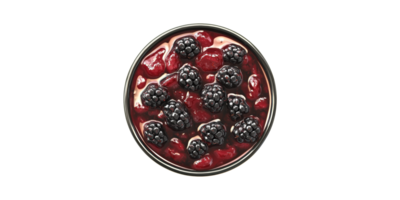 Blackberry And Raspberry Dessert In Bowl. Fresh Berries In Sweet Sauce Isolated On Transparent Background png