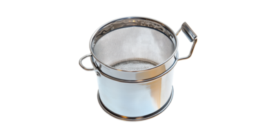 Stainless Steel Mesh Strainer With Handle. Kitchen Tool For Sifting And Draining Isolated On Transparent Background png