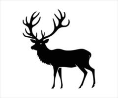 Antlers from elk or deer displayed as an icon on a white surface. A silhouette that captures the essence of Christmas. vector