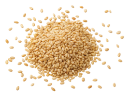 Sesame seeds scattered on transparency background create visually appealing and natural display, showcasing their small size and light color png