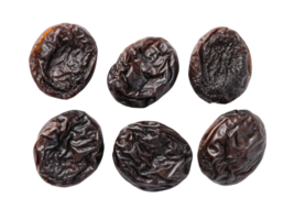 Dried plums are rich flavor and nutrients, perfect for snacking or adding to dishes. Their deep color and wrinkled texture make them visually png
