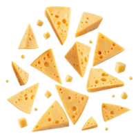Delicious cheese pieces scattered artistically create vibrant display of texture and color, perfect for culinary inspiration png