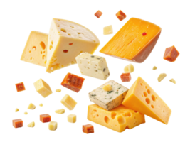 Delicious cheese varieties are beautifully arranged showcasing different textures and colors that invite you to indulge in their rich flavors png