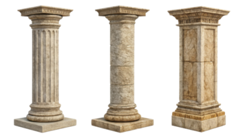 Ancient pillars showcase intricate designs and textures, standing tall as symbols of strength and elegance in architecture png