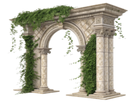 beautiful stone pillar archway adorned with lush green vines creates serene and inviting atmosphere. This architectural feature enhances any png