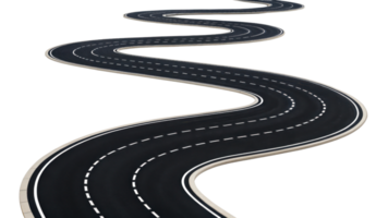 winding road with smooth surface and dashed lane markings creates sense of adventure and journey png