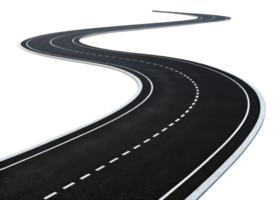 winding road with smooth asphalt surface and white lane markings, creating sense of journey and adventure png