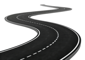winding road with dashed lines, symbolizing journey and adventure. smooth asphalt surface invites exploration png