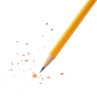 yellow pencil with shavings scattered around, symbolizing creativity and inspiration png