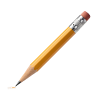 yellow pencil with eraser, resting on white surface, symbolizes creativity and learning png