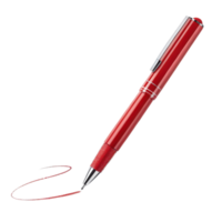 elegante rosso penna con brillante argento clip, elegantemente scrittura liscio rosso linea, Perfetto per aggiungendo toccare di stile per il tuo Appunti png
