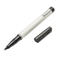 sleek, modern white pen with black cap and tip, perfect for writing or drawing. Its elegant design adds touch of sophistication to any workspace png