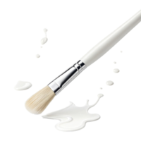 paintbrush with white bristles and sleek handle, surrounded by splashes of white paint, evokes creativity and artistic expression png