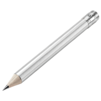 sleek silver pencil with sharp tip, perfect for precise writing and drawing. Its elegant design adds touch of sophistication to any workspace png