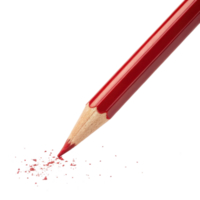 vibrant red pencil with shavings scattered on transparency background, showcasing creativity and artistic expression png