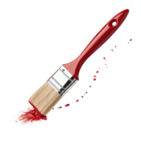 red paintbrush with bristles covered in red paint, creating splash effect, evokes creativity and artistic expression png