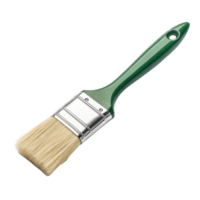 green handled paintbrush with natural bristles, perfect for painting and DIY projects, showcasing its sleek design and functionality png