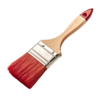 red paintbrush with wooden handle, perfect for artistic projects and home improvement tasks, showcasing its vibrant bristles and sturdy design png