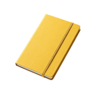 vibrant yellow notebook with smooth cover and elastic band, perfect for jotting down thoughts and ideas png