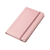 stylish pink notebook with soft cover and elastic band closure, perfect for journaling or note taking png