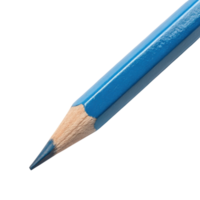 close up of blue colored pencil with sharpened tip, showcasing its vibrant color and smooth texture, perfect for artistic expression png