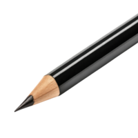close up view of black pencil with sharpened tip, showcasing its wooden body and sleek design, perfect for artistic expression png