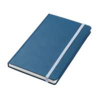 stylish blue notebook with smooth cover and elastic band, perfect for jotting down thoughts and ideas png