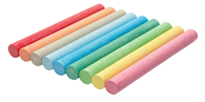 Colorful chalk sticks arranged in row, perfect for art and creativity, showcasing vibrant hues and smooth textures png